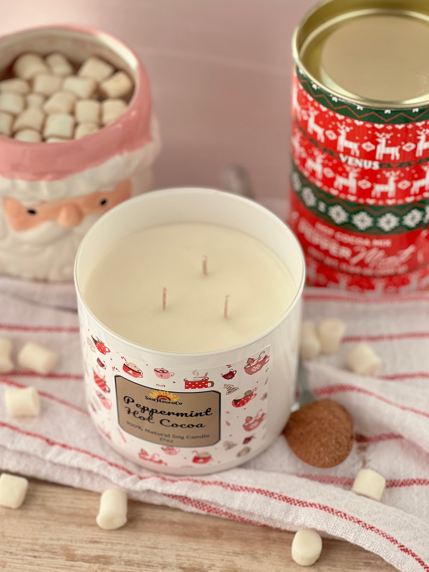 Peppermint Hot Cocoa Christmas Candle - SunHavenCo