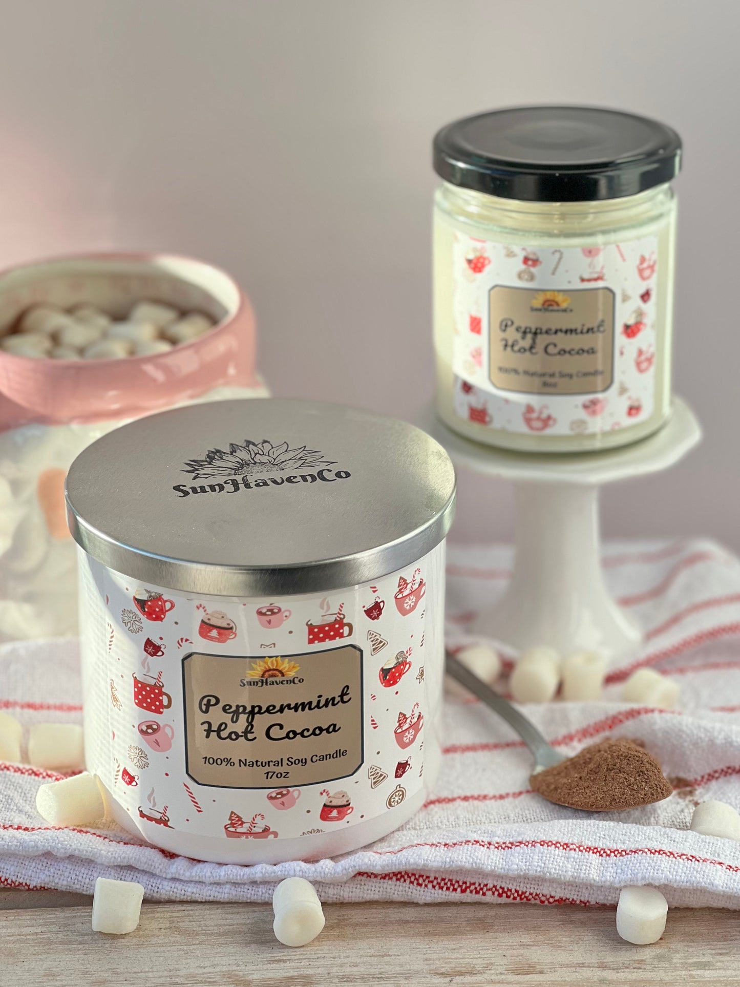 Peppermint Hot Cocoa Christmas Candle - SunHavenCo