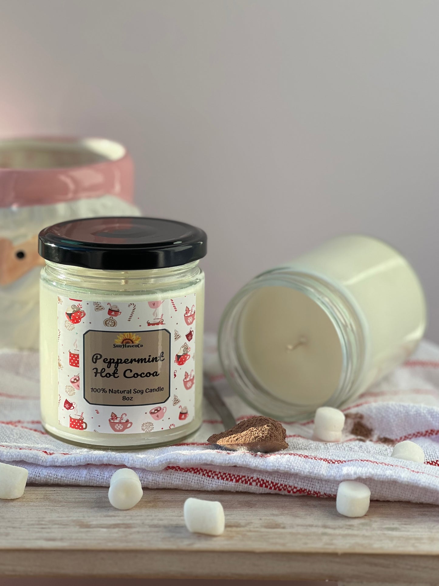 Peppermint Hot Cocoa Christmas Candle - SunHavenCo