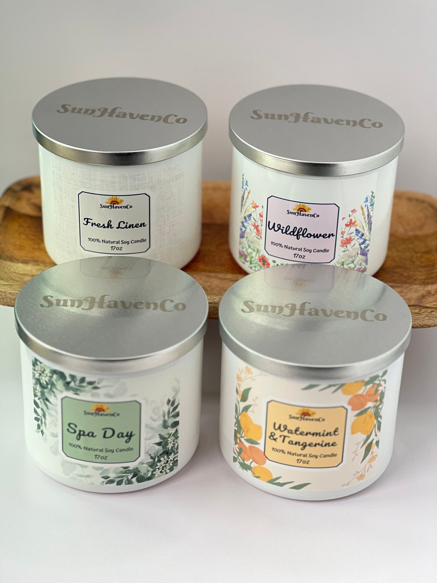 Large Fresh Linen Soy Wax Candles. 3 Wick Candles - SunHavenCo