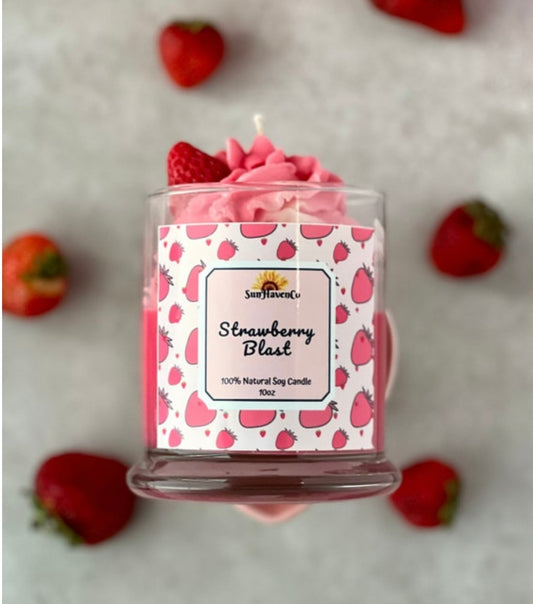 Strawberry Blast Soy Candle - SunHavenCo