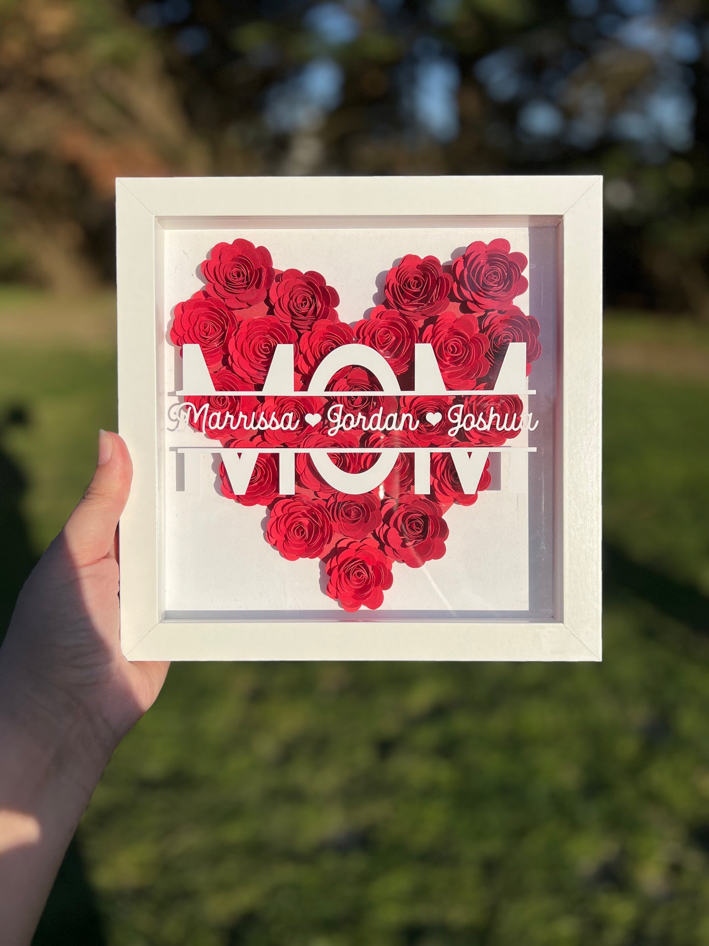 Mom Shadowbox with Larger Flowers - SunHavenCo