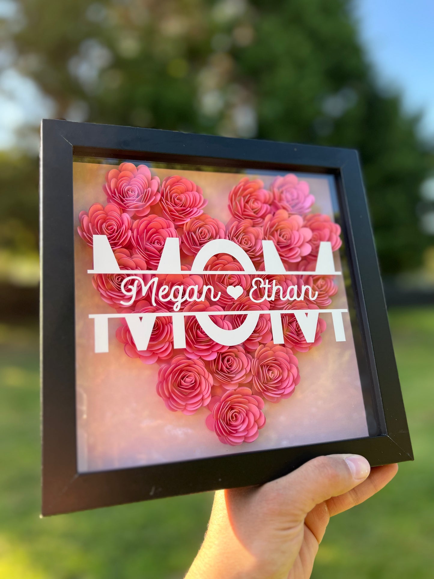 Mom Shadowbox with Larger Flowers - SunHavenCo