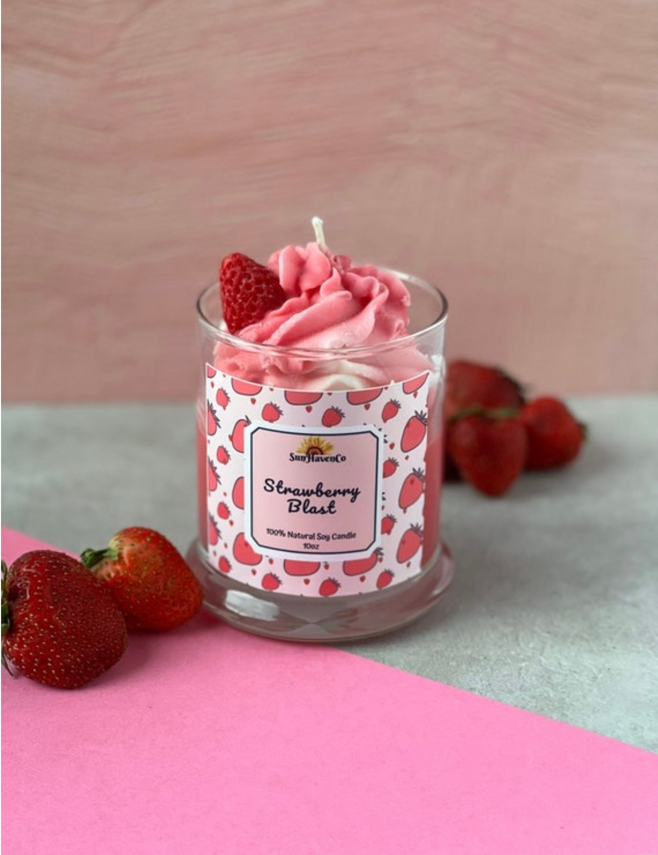 Strawberry Blast Soy Candle - SunHavenCo
