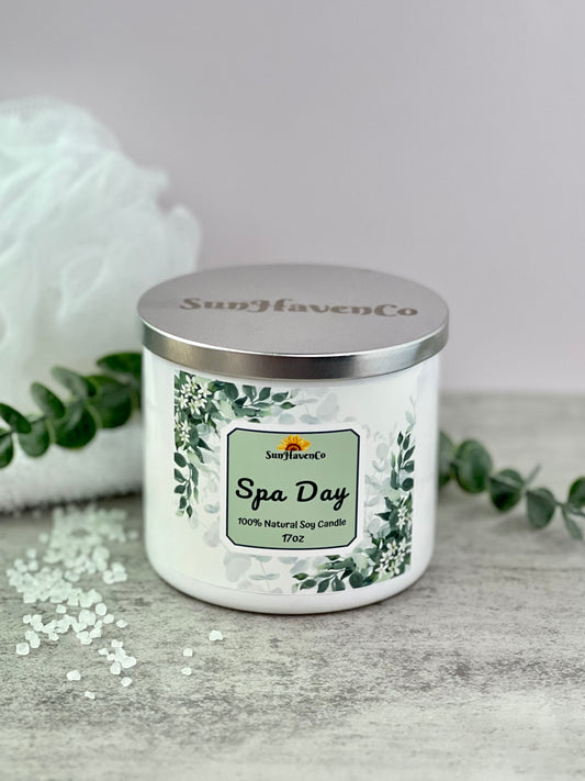 Large Spa Day Soy Wax Candles. 3 Wick Candles - SunHavenCo