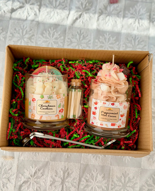 Christmas Dessert Candle Gift Set, Dessert Candle Sampler Set, Whipped Soy Candles, Candle Gifts, Winter Scented Candles. Christmas Candles