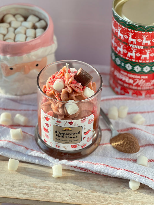 Peppermint Hot Cocoa Dessert Christmas Candle - SunHavenCo