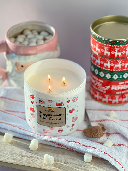 Peppermint Hot Cocoa Christmas Candle - SunHavenCo