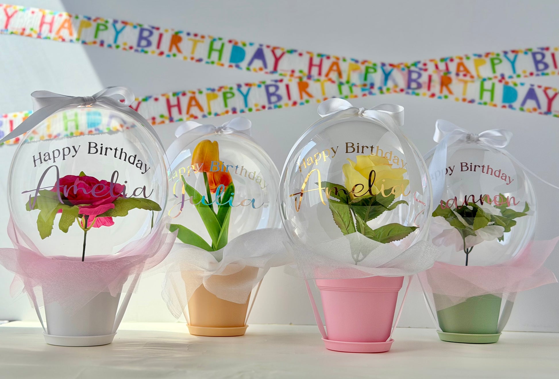 Happy Birthday Balloon Flower Bouquet - SunHavenCo