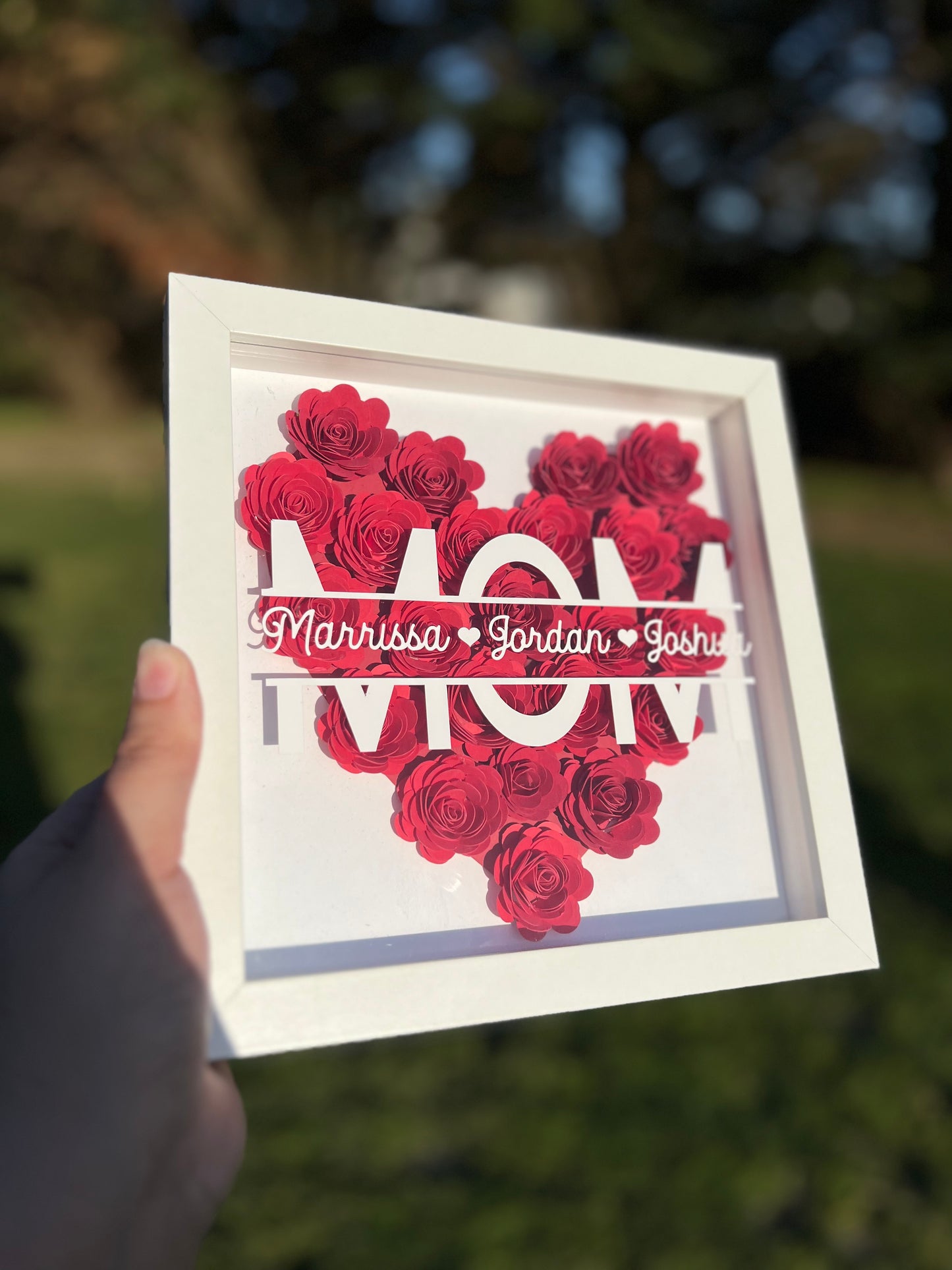 Mom Shadowbox with Larger Flowers - SunHavenCo