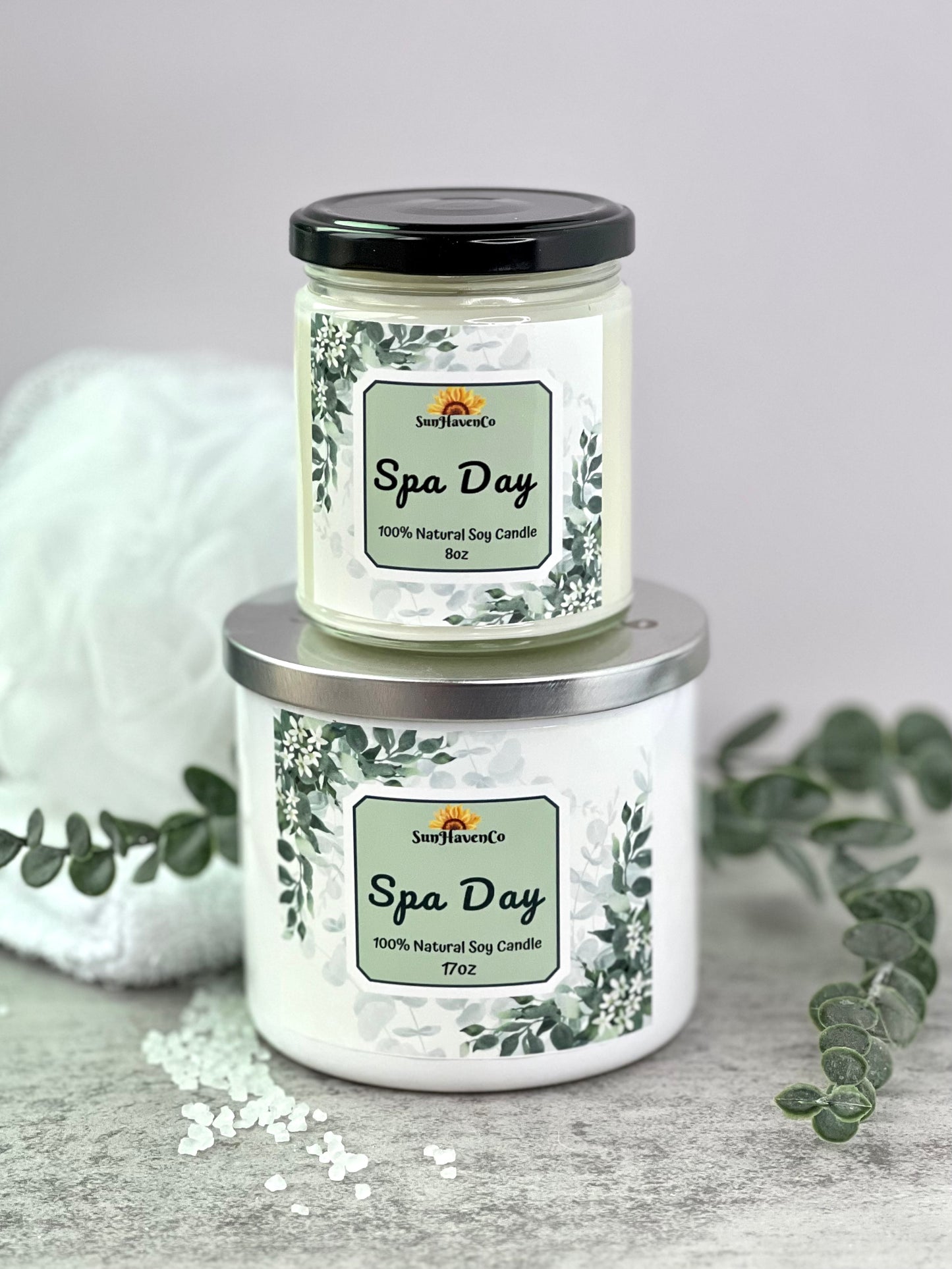 Large Spa Day Soy Wax Candles. 3 Wick Candles - SunHavenCo