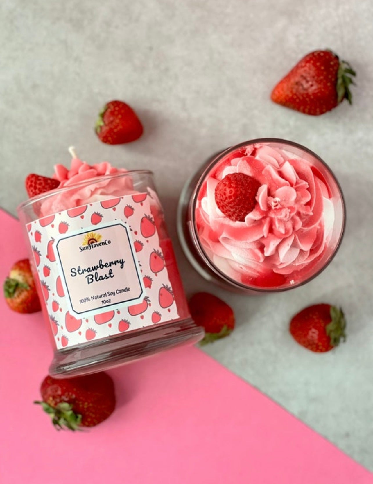 Strawberry Blast Soy Candle - SunHavenCo
